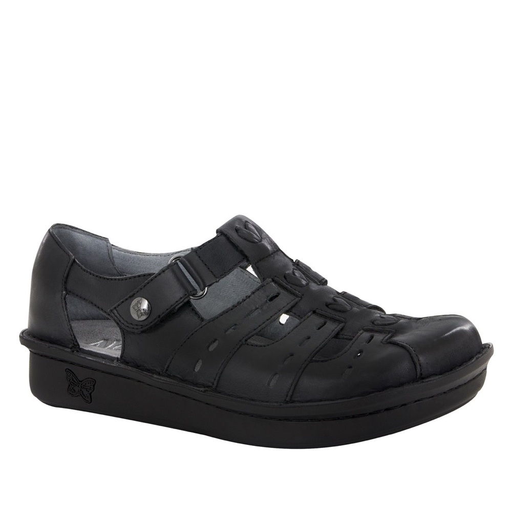 Alegria Pesca Black Butter Leather Shoes Size 41